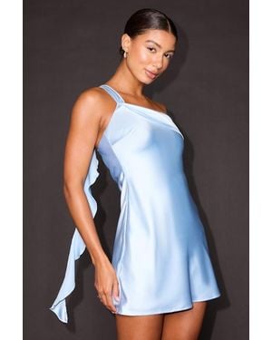 Lulus Nikki Satin Ruffled Sash Mini Dress - Blue