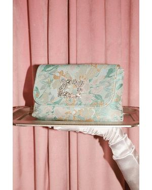 Lulus Efina Floral Jacquard Crossbody Clutch - Green