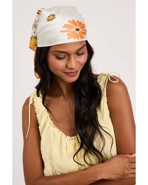 Lulus Blossom Floral Satin Scarf - Brown