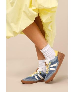 Steve Madden Verdict Multi Suede Leather Lace-Up Trainers - Blue