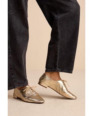 Seychelles Starlet Metallic Leather Lace-Up Oxfords - Natural