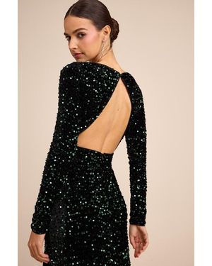 Lulus Rhonna Velvet Sequin Mermaid Maxi Dress - Black