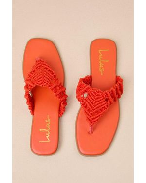 Lulus Alohi Macrame Sandals - Orange