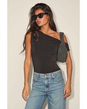 Lulus Lulah Slinky Knit Asymmetrical Bodysuit - Blue