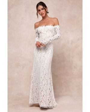 Lulus Romance Dreamer Lace Off-The-Shoulder Maxi Dress - Natural