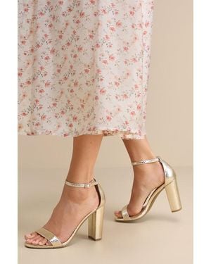 Lulus Taylor Snake-Embossed Ankle Strap Heels - Natural