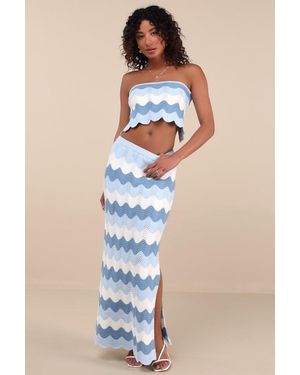 Lulus Sandro Multi Crochet Maxi Skirt - Blue