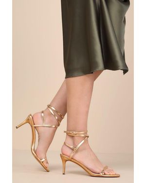 Lulus Sydd Ankle Wrap Low Heel Sandals - Natural