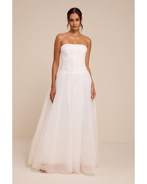 Lulus Dulce Tulle Bustier Wedding Dress - Natural