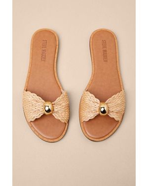 Steve Madden Dipsy Natural Raffia Flat Slide Sandals