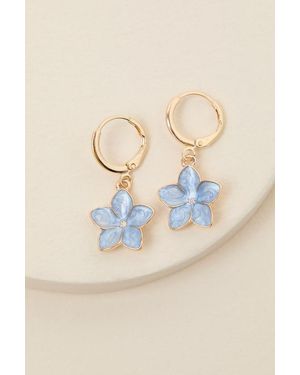 Lulus Reseda Flower Charm Earrings - Blue