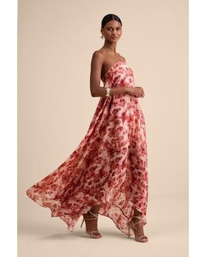 Lulus Dezzi Blush Multi Floral Halter Shift Maxi Dress - Pink