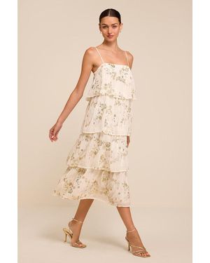 Lulus Shoshanna Cream Beaded Midi Dress - Natural