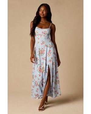 Lulus Ingrid Floral Tie-Back Maxi Dress - Blue