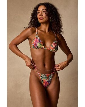 Lulus Bahamas Multi Tropical Print Cheeky Bikini Bottoms - Brown
