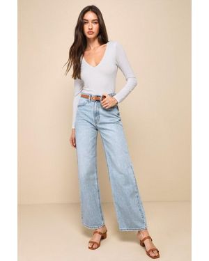 Jbd. Skilled Sweetie Light Wash High-Rise Wide-Leg Denim Jeans - Blue