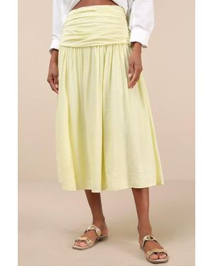 Lulus Kesia Textured A-Line Midi Skirt - Natural