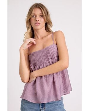 Lulus Lecky Pleated Babydoll Tank Top - Purple