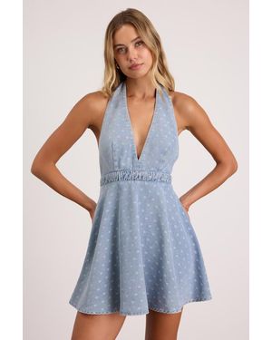 denim skater dress Denim Double Layered Skirt Mini Tank Dress / Dark main image 0