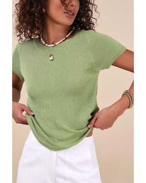Lulus Clean Aesthetic Short Sleeve Jumper Top - Green