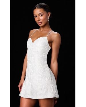 Lulus Lucille Floral Jacquard Lace-Up Mini Dress - Black