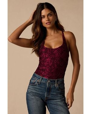 Lulus Jasper Burnout Velvet Bodysuit - Red