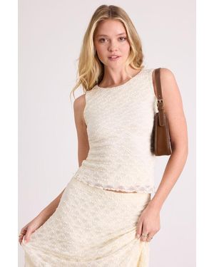 Lulus Malise Cream Textured Lace Tank Top - Brown