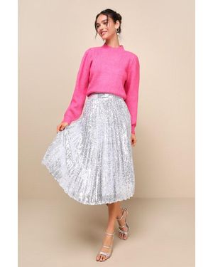 Lulus Glamorous Occasion Sequin Pleated Midi Skirt - Pink
