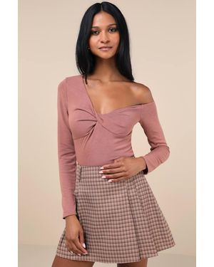 Lulus Adorable Simplicity Rusty Rose One-Shoulder Jumper Top - Pink