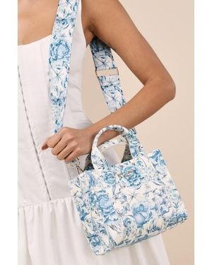 Betsey Johnson Toile Crossbody Mini Tote Bag - Blue