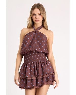 Lulus Regan Polka Dot Halter Tiered Mini Dress