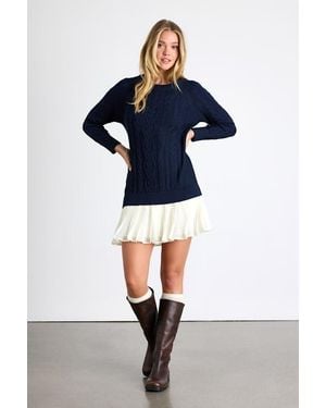 Lulus Alvie Cable Knit Drop Waist Jumper Dress - Blue