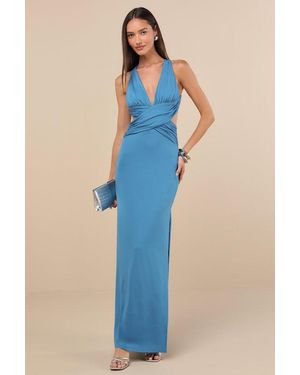 Lulus Alexandria Backless Column Maxi Dress - Blue