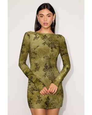 Lulus Raisa Floral Long Sleeve Bodycon Dress - Green