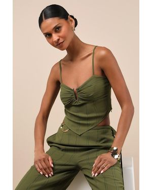 Lulus Kotryna Striped Handkerchief Crop Top - Green