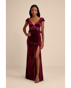 Lulus Exquisite Refinement Backless Bow Ruffled Maxi Dress in Black | Lyst  UK