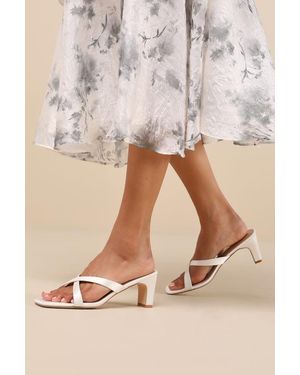 Lulus Salmma Satin Low Heel Slide Sandals - Natural
