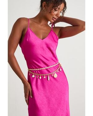 Lulus Maris Seashell Charm Layered Chain Belt - Pink