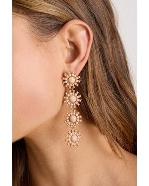 Lulus Shilha Blush Beaded Drop Earrings - Brown