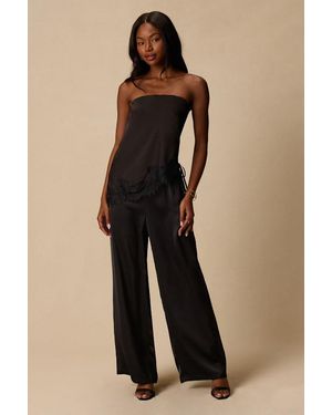 Lulus Amala Satin Mid-Rise Wide-Leg Pants - Natural