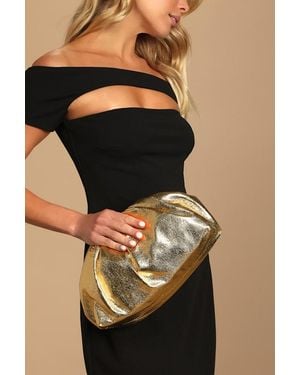 Lulus Get Your Trend On Metallic Ruched Clutch - Black