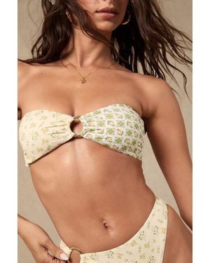 Dippin' Daisy's Lotus Lemon Print Bandeau Bikini Top - Natural