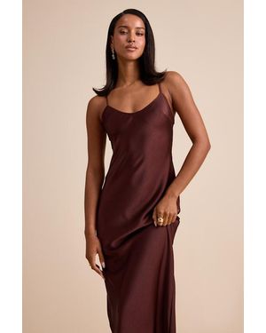 Lulus Janet Satin Slip Maxi Dress - Brown