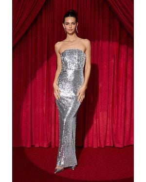 Lulus | Devil Wears Prada Wynter Sequin Bustier Maxi Dress - Red