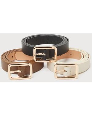 Lulus Stylish Setup, Ivory, And Three-Piece Belt Set - Black