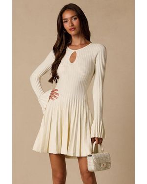 Lulus Magnolia Cream Keyhole Cutout Sweater Mini Dress - Natural