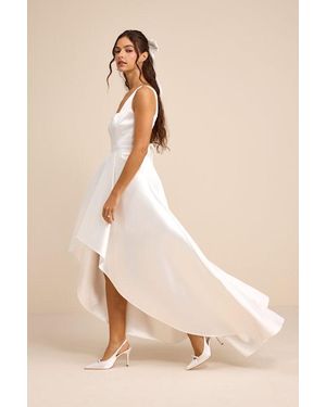 Lulus Rosabelle Taffeta Bustier High-Low Maxi Dress - Natural