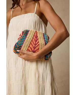 Lulus Tisha Multi Raffia Beaded Crossbody Clutch - Natural