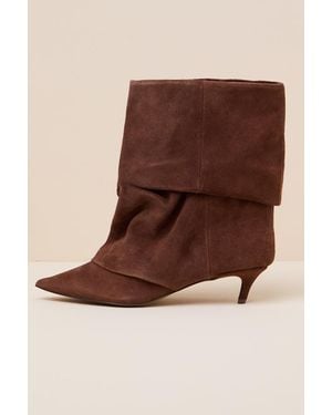 Steve Madden Lennox Umber Suede Fold-Over Boots - Brown
