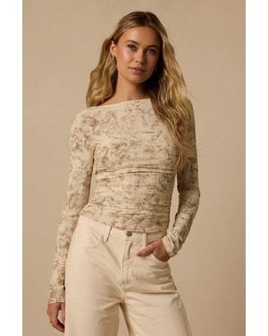 Lulus Valerie Multi Print Long Sleeve Top - Natural